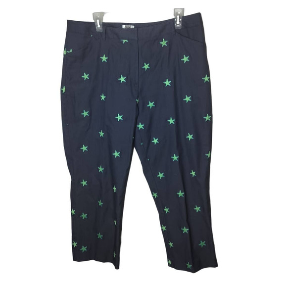 Lilly Pulitzer Pants - Vintage Lilly Pulitzer Women 14 Chambray Starfish Embroidered Cropped Pants